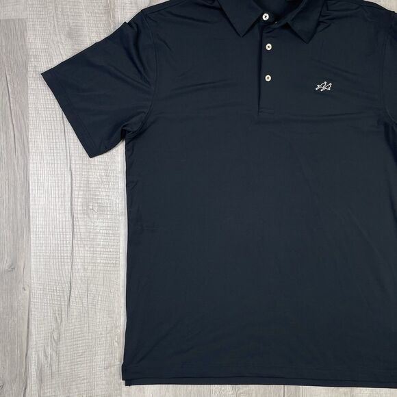Two Dove Outdoors Golf Polo Shirt Mens Size Large Black Stretch EUC Hunting V - Picture 2 of 8